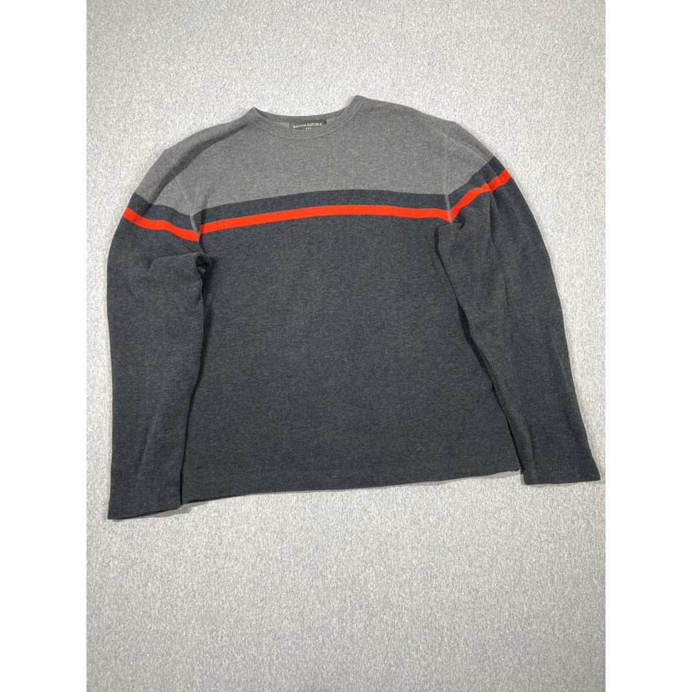 Banana Republic Sweater Mens Medium Gray Orange Excellent Colorblock Cotton Knit